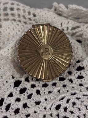 Helena Rubinstein HR Gold-Tone Blush Compact Mirror with Sunburst Design